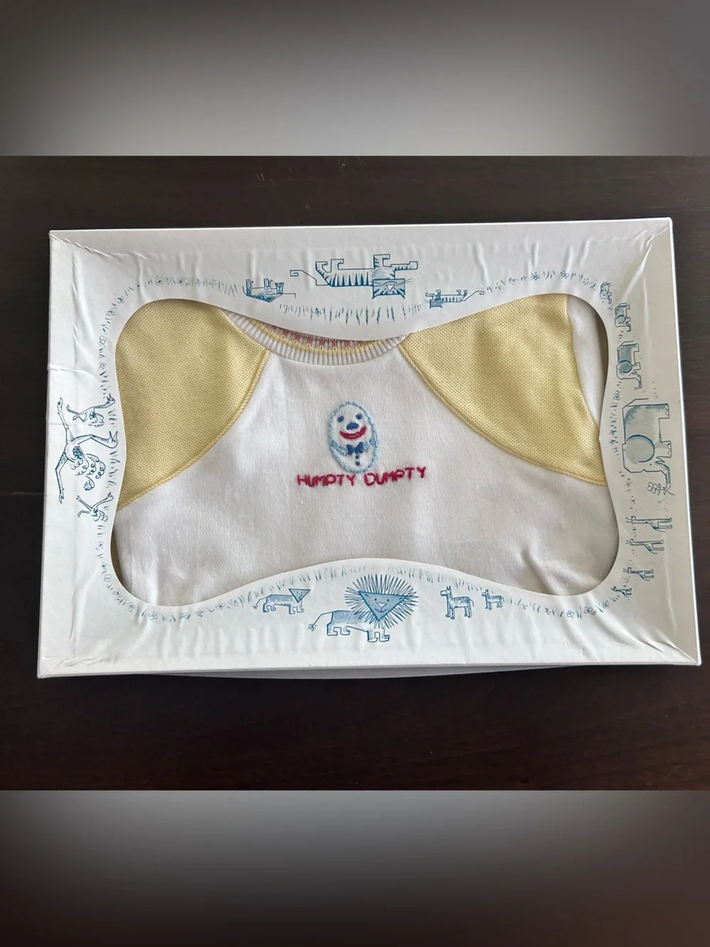 VTG Humpty Dumpty Baby Bodysuit White Pale Yellow 12 mo Penney’s Toddletime 70s